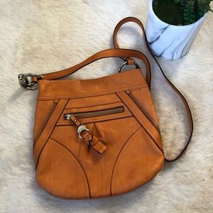 B. Makowsky orange leather crossbody bag